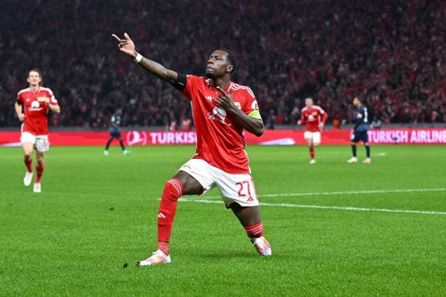 03 10 2023, Football, Champions League, Matchday 2, Season 2023 2024, 1 FC Union Berlin Sporting Braga, Sheraldo Becker Union Berlin is pleased with the goal to 1 0 xRHR PHOTO TKx Copyright: RHR-FOTOx RHR-FOTO TK