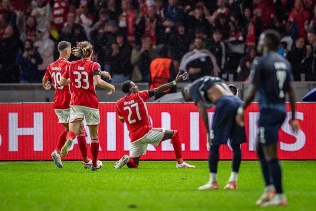 UEFA Champions League 1 FC Union Berlin vs Sporting Braga Berlin, 03 10 2023 Cheers for 1 0 by Sheraldo Becker 1 FC Union Berlin, 27 UEFA Champions Leaguel 1 FC Union Berlin vs Sporting Braga, Olympiastadion, Berlin, 03 10 2023 Copyright: xBEAUTIFULxSPORTS LucianoxLimax
