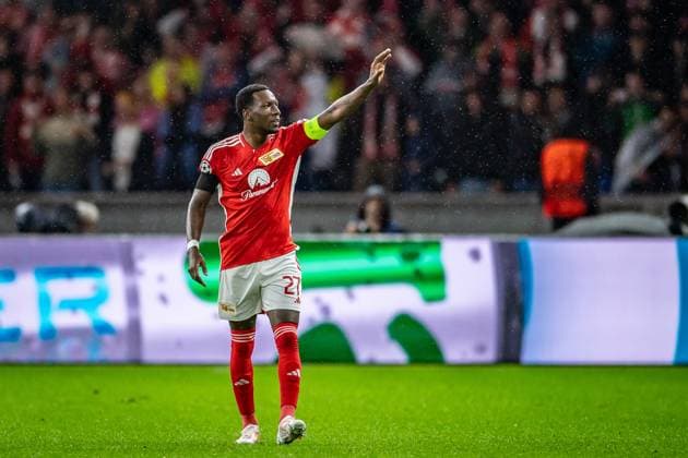 UEFA Champions League 1 FC Union Berlin vs Sporting Braga Berlin, 03 10 2023 Cheers for 1 0 by Sheraldo Becker 1 FC Union Berlin, 27 UEFA Champions Leaguel 1 FC Union Berlin vs Sporting Braga, Olympiastadion, Berlin, 03 10 2023 Copyright: xBEAUTIFULxSPORTS LucianoxLimax