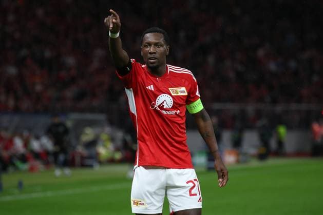 03 10 2023, xtgx, football, UEFA Champions League, 1 FC Union Berlin Sporting Braga emspor, v l Sheraldo Becker Union Berlin, 27 Jubel, Torjubel, jubelt über das Tor, celebrate the goal, celebration nach dem 1 0 DFL DFB REGULATIONS PROHIBIT ANY USE OF PHOTOGRAPHS as IMAGE SEQUENCES and or QUASI VIDEO Olympiastadion