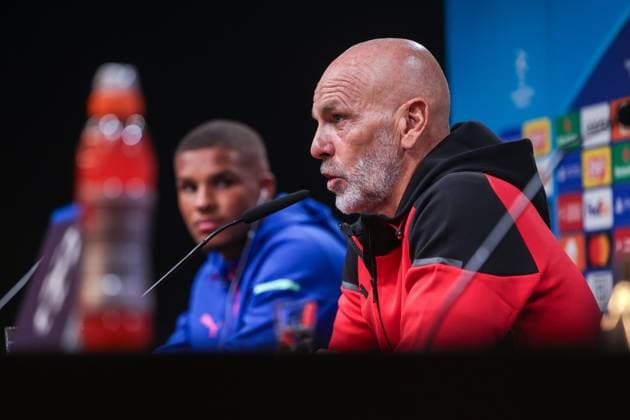 03 10 2023, football, 2023 2024 season, UCL, UEFA Champions League, walkaround, press conference AC Milan, v l Malick Thiaw AC Milan , coach Stefano Pioli AC Milan , Dortmund Signal Iduna Park, NRW Germany xRHR PHOTO DEx Copyright: DennisxEwert RHR-FOTOx RHR-FOTO DE