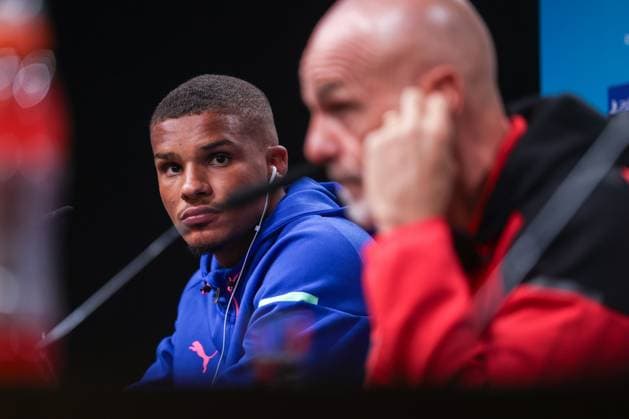 03 10 2023, football, 2023 2024 season, UCL, UEFA Champions League, walkaround, press conference AC Milan, v l Malick Thiaw AC Milan , coach Stefano Pioli AC Milan , Dortmund Signal Iduna Park, NRW Germany xRHR PHOTO DEx Copyright: DennisxEwert RHR-FOTOx RHR-FOTO DE