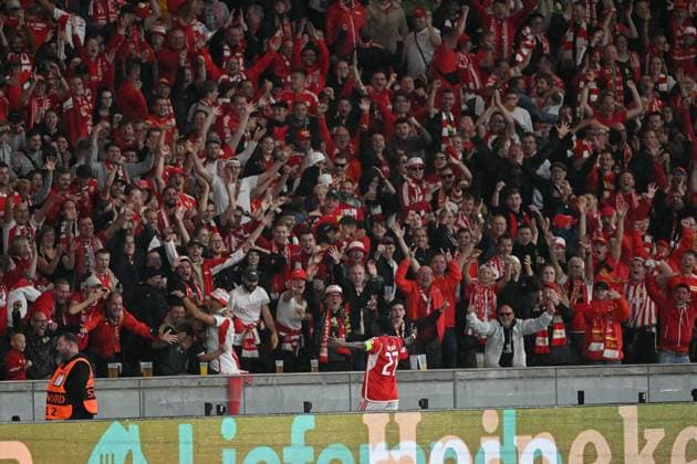 Football, Men, 2023 2024 season, UEFA Champions League Group C, Matchday 2 , 1 FC Union Berlin Sporting Braga, v l Sheraldo Becker 1 FC Union Berlin goal celebration, cheers after scoring 2 0, 03 10 2023, Copyright: xMatthiasxKochx