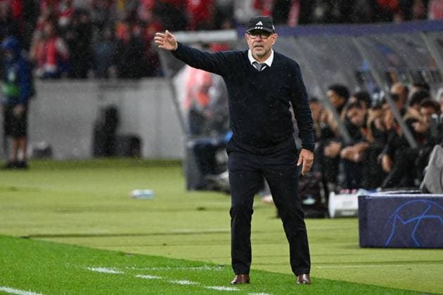 Football, men, 2023 2024 season, UEFA Champions League Group C, Matchday 2 , 1 FC Union Berlin Sporting Braga, v l coach Urs Fischer 1 FC Union Berlin gestures, gestures, 03 10 2023, Copyright: xMatthiasxKochx