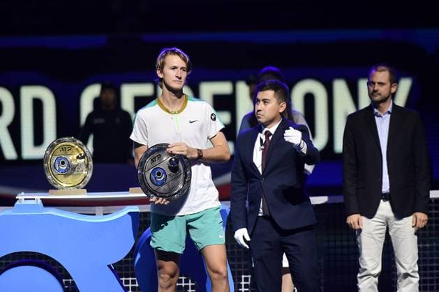 Ceremonie Adrian Mannarino vs Sebastian Korda TENNIS : Tournoi d Astana - Finale - ATP, Tennis Herren 250 - 03 10 2023 AndreyUdartsev Panoramic 