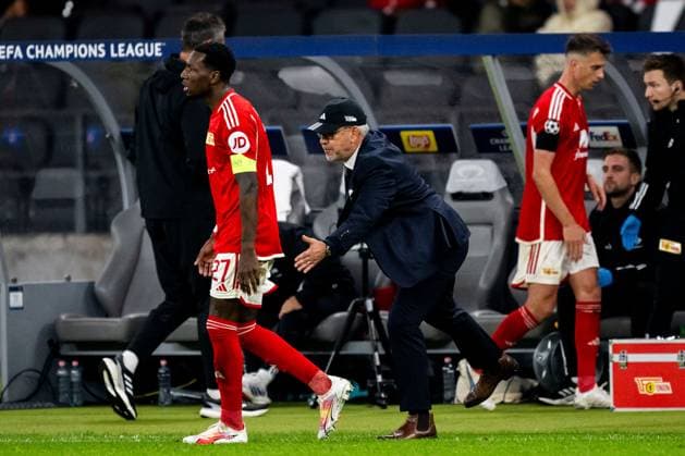 03 10 2023, xfrx, football UEFA Champions League, Union Berlin Sporting Braga emspor, v l Sheraldo Becker Union Berlin ,coach Urs Fischer Union Berlin DFL DFB REGULATES PROHIBIT ANY USE OF PHOTOGRAPHS as IMAGE SEQUENCES and or QUASI VIDEO Berlin