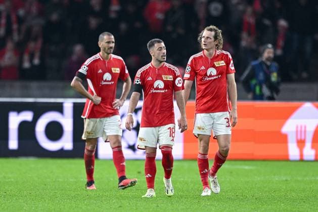 03 10 2023, Football, Champions League, Matchday 2, Season 2023 2024, 1 FC Union Berlin Sporting Braga, Leonardo Bonucci Union Berlin , Josip Juranovic Union Berlin , Alex Kral Union Berlin xRHR PHOTO TKx Copyright: RHR-FOTOx RHR-FOTO TK