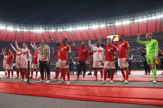 03 10 2023, xtgx, football, UEFA Champions League, 1 FC Union Berlin Sporting Braga emspor, v l Union Berlin will still be celebrated by fans DFL DFB REGULATES PROHIBIT ANY USE OF PHOTOGRAPHS as IMAGE SEQUENCES and or QUASI VIDEO Olympiastadion