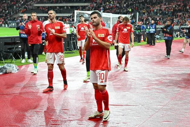 Football, men, 2023 2024 season, UEFA Champions League Group C, Matchday 2 , 1 FC Union Berlin Sporting Braga, v l Kevin Volland 1 FC Union Berlin gestures, gestures, 03 10 2023, Copyright: xMatthiasxKochx