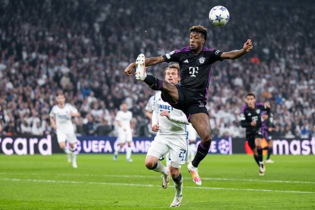 231003 Peter Ankersen of Copenhagen and Kingsley Coman of Bayern Munich during the UEFA Champions League football match between FC Copenhagen and Bayern Munich on October 3, 2023 in Copenhagen Photo Petter Arvidson BILDBYRAN kod PA PA0658 fotboll football soccer fotball champions league fc copenhagen bayern münchen bbeng bayern munich fc köpenhamn  Copyright: PETTERxARVIDSON BB231003PA031