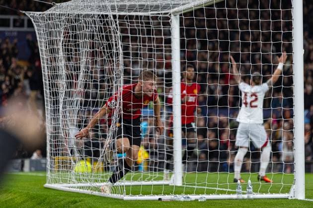 Football - UEFA Champions League - Group A - Manchester United, ManU FC v Galatasaray S.K. MANCHESTER, ENGLAND - Tuesday, October 3, 2023: Manchester United s Rasmus Hojlund celebrates after scoring the opening goal during the UEFA Champions League Group A match between Manchester United FC and Galatasaray S.K. at Old Trafford. MANCHESTER Old Trafford GREATER MANCHESTER ENGLAND  Copyright: xDavidxRawcliffex P2023-10-03-Man_Utd_Galatasaray-8