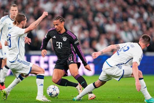 Leroy Sane of FC Bayern Munich during the Champions League match between FC Copenhagen and FC Bayern Munich, second round in Group A, at Parken, Copenhagen, Tuesday, October 3, 2023 Photo Mads Claus Rasmussen Scanpix 2023 , Copenhagen Denmark  Copyright: MadsxClausxRasmussenx COP14434 spdk20231003-212503-L