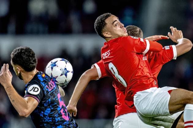 EINDHOVEN, Netherlands, 03-10-2023, SPO, Philips stadium, Champions League, season 2023 2024, PSV player Sergino Dest during the match PSV - Sevilla, Netherlands, Eindhoven on 3 oktober 2023 PSV - Sevilla  x22612833x Copyright: