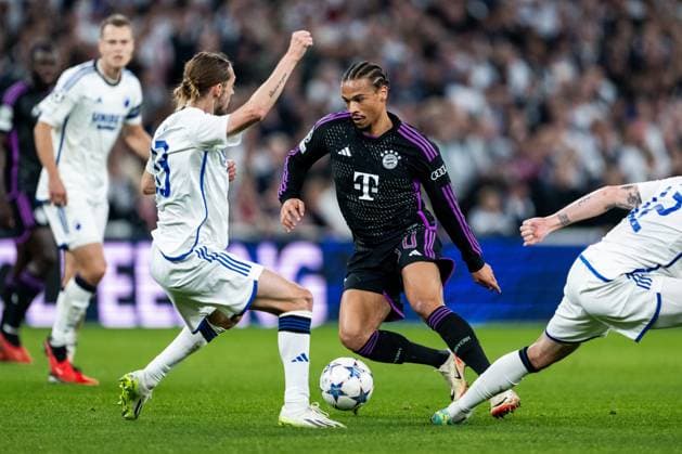 231003 Leroy SanÃ of Bayern Munich during the UEFA Champions League football match between FC Copenhagen and Bayern Munich on October 3, 2023 in Copenhagen Photo Petter Arvidson BILDBYRAN kod PA PA0658 fotboll football soccer fotball champions league fc copenhagen bayern münchen bbeng bayern munich fc köpenhamn  Copyright: PETTERxARVIDSON BB231003PA052