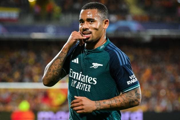October 3, 2023, Lens, France, France: Gabriel JESUS of Arsenal celebrates his goal during the UEFA Champions League group B match between RC Lens and Arsenal FC at Bollaert-Delelis Stadium on October 03, 2023 in Lens, France. Lens France - ZUMAm308 20231003_zsp_m308_004 Copyright: xMatthieuxMirvillex