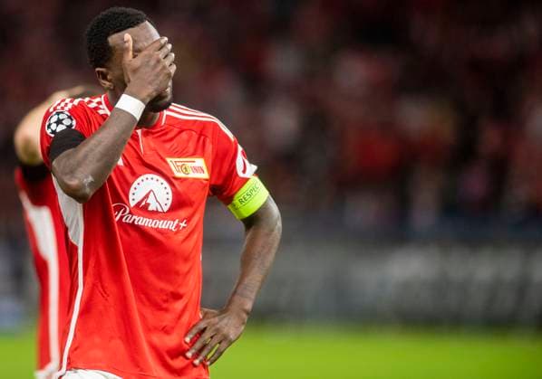 3 10 2023, GER, soccer, men, Champions League, UEFA, 2023 2024 season, matchday 2, 1 FC Union Berlin Sporting Braga 2 3 Sheraldo Becker 1 FC Union Berlin is disappointed after the final whistle Berlin Olympiastadion Berlin Germany