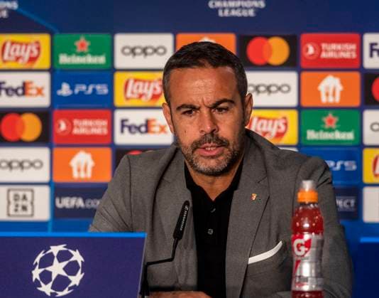 3 10 2023, GER, soccer, men, Champions League, UEFA, 2023 2024 season, matchday 2, 1 FC Union Berlin Sporting Braga 2 3 coach Artur Jorge Sporting Braga at the post-match press conference in Berlin Olympiastadion Berlin Germany