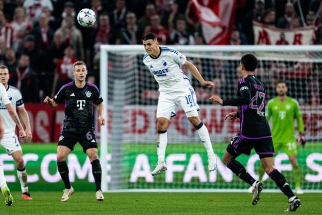 231003 Mohamed Elyounoussi of Copenhagen during the UEFA Champions League football match between FC Copenhagen and Bayern Munich on October 3, 2023 in Copenhagen Photo Petter Arvidson BILDBYRAN kod PA PA0658 fotboll football soccer fotball champions league fc copenhagen bayern münchen bbeng bayern munich fc köpenhamn  Copyright: PETTERxARVIDSON BB231003PA063