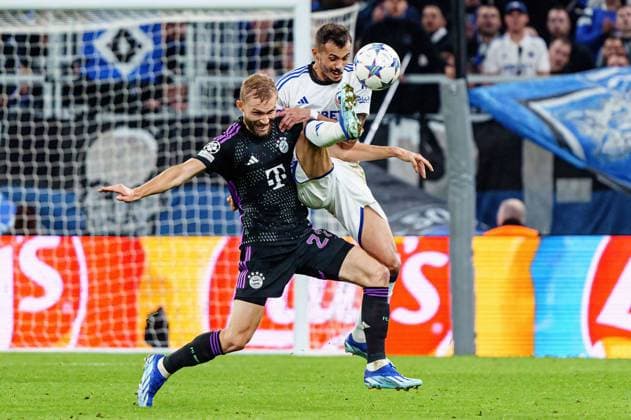Konrad Laimer FC Bayern Muenchen, 27 , Denis Vavro FC Copenhagen, 03 DEN, FC Copenhagen vs FC Bayern Muenchen, Football, Champions League, Group A, Matchday 2, Season 2023 2024, 03 10 2023 DEN, FC Copenhagen vs FC Bayern Muenchen, Football, Champions League, Group A, Matchday 2, Season 2023 2024, 03 10 2023 Copenhagen. Copyright: xEibner-Pressefoto MarcelxvonxFehrnx EP_MFN