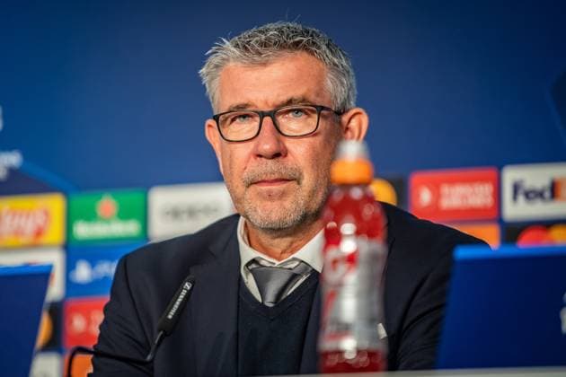 UEFA Champions League 1 FC Union Berlin vs Sporting Braga Berlin, 03 10 2023 Urs Fischer 1 FC Union Berlin coach at the post-match press conference UEFA Champions Leaguel 1 FC Union Berlin vs Sporting Braga, Olympiastadion, Berlin, 03 10 2023 Copyright: xBEAUTIFULxSPORTS LucianoxLimax