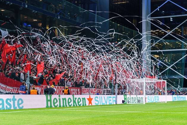 Fans Ultras FC Bayern Muenchen DEN, FC Copenhagen vs FC Bayern Muenchen, Football, Champions League, Group A, Matchday 2, Season 2023 2024, 03 10 2023 DEN, FC Copenhagen vs FC Bayern Muenchen, Football, Champions League, Group A, Matchday 2, Season 2023 2024, 03 10 2023 Copenhagen Copyright: xEibner-Pressefoto MarcelxvonxFehrnx EP_MFN