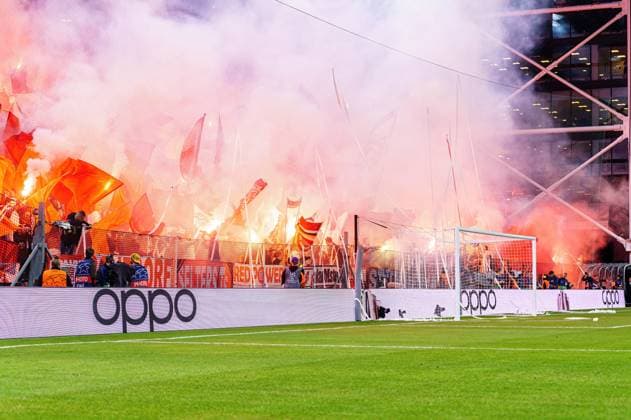 Pyrotechnics Fans Ultras FC Bayern Muenchen DEN, FC Copenhagen vs FC Bayern Muenchen, Football, Champions League, Group A, Matchday 2, Season 2023 2024, 03 10 2023 DEN, FC Copenhagen vs FC Bayern Muenchen, Football, Champions League, Group A, Matchday 2, Season 2023 2024, 03 10 2023 Copenhagen Copyright: xEibner-Pressefoto MarcelxvonxFehrnx EP_MFN