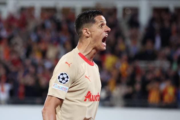 Joie Florian SOTOCA (RC Lens) lors du match de l UEFA Champions League entre le RC Lens et Arsenal FC, stade Bollaert-Delelis, le 3 octobre 2023 FOOTBALL : RC LENS vs ARSENAL - UEFA LIGUE DES CHAMPIONS - 03 10 2023 LaurentSanson Panoramic 