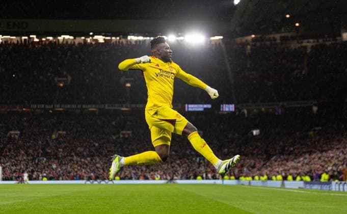 Football - UEFA Champions League - Group A - Manchester United, ManU FC v Galatasaray S.K. MANCHESTER, ENGLAND - Tuesday, October 3, 2023: Manchester United s goalkeeper AndrÃ Onana celebrates his side s second goal during the UEFA Champions League Group A match between Manchester United FC and Galatasaray S.K. at Old Trafford. MANCHESTER Old Trafford GREATER MANCHESTER ENGLAND  Copyright: xDavidxRawcliffex P2023-10-03-Man_Utd_Galatasaray-61