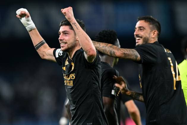 Db Napoli 03 10 2023 - Champions League Napoli-Real Madrid foto Daniele Buffa Image nella foto: esultanza gol Federico Valverde 