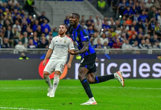 Inter v Benfica, UEFA Champions League football, Milano, Italy Milano, Italy. 03rd, October 2023. Marcus Thuram (9) of Inter scores for 1-0 during the UEFA Champions League match between Inter and Benfica at Giuseppe Meazza in Milano. Milano Italy  Copyright: xGonzalesxPhoto TommasoxFimianox