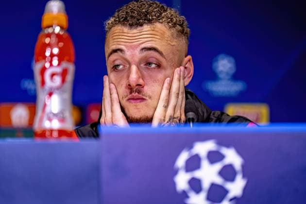 EINDHOVEN, Netherlands, 03-10-2023, SPO, Philips stadium, Champions League, season 2023 2024, PSV player Noa Lang during te press conference, PK, Pressekonferenz after the match PSV - Sevilla, Netherlands, Eindhoven on 3 oktober 2023 PSV - Sevilla x22615286x Copyright: