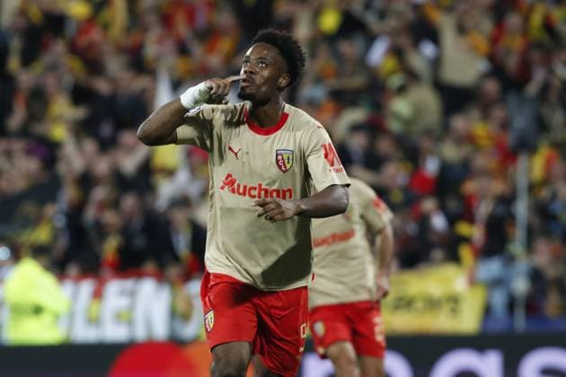 Joie - But de Elye Wahi (RC Lens) FOOTBALL : RC Lens Vs Arsenal - Ligue des Champions - 03 10 2023 MichaelBaucher Panoramic 
