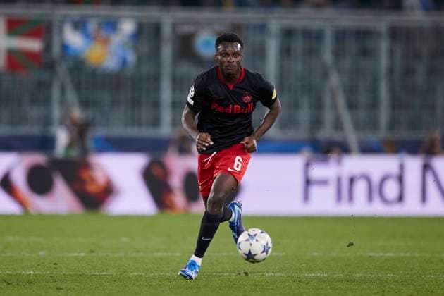 FC Red Bull Salzburg v Real Sociedad: Group D - UEFA Champions League 2023 24 Samson Baidoo of FC Red Bull Salzburg in action during the UEFA Champions League match between FC Red Bull Salzburg and Real Sociedad at Red Bull Arena on October 3, 2023, in Salzburg, Austria. Salzburg Red Bull Arena Salzburg Austria RL_RBSvRSO_165 Copyright: xRicardoxLarreinax