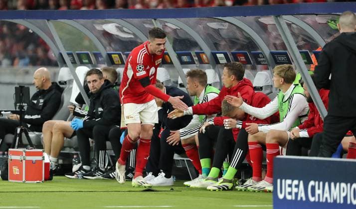 Robin Gosens after substitution Sports Football Soccer UEFA Champions League UCL Men 2 Matchday Season 2023 2024 03 10 2023 1 FC Union Berlin FCU vs SC Braga Olympiastadion DFL regulations prohibit any use of photographs as image sequences and or quasi video