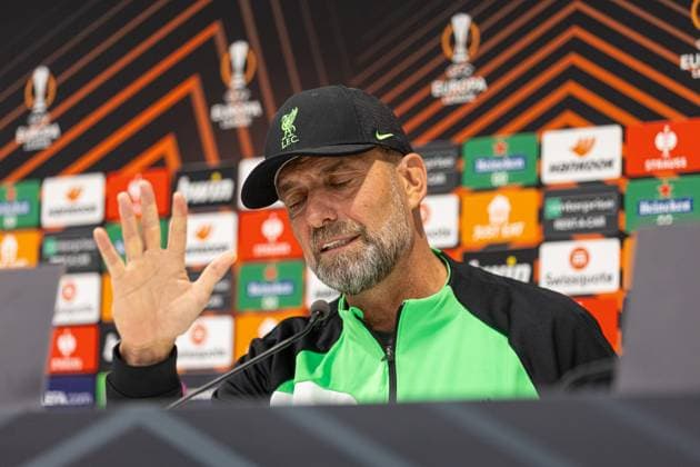 Football - UEFA Europa League - Group E - Liverpool FC v Union SG - MD-1 LIVERPOOL, ENGLAND - Wednesday, October 4, 2023: Liverpool s manager Jürgen Klopp during a press conference, PK, Pressekonferenz at Anfield ahead of the UEFA Europa League Group E matchday 2 game between Liverpool FC and Union SG. LIVERPOOL Anfield MERSEYSIDE ENGLAND  Copyright: xDavidxRawcliffex P2023-10-04-Liverpool_Union_MD-1-6