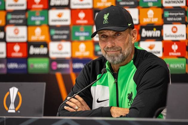 Football - UEFA Europa League - Group E - Liverpool FC v Union SG - MD-1 LIVERPOOL, ENGLAND - Wednesday, October 4, 2023: Liverpool s manager Jürgen Klopp during a press conference, PK, Pressekonferenz at Anfield ahead of the UEFA Europa League Group E matchday 2 game between Liverpool FC and Union SG. LIVERPOOL Anfield MERSEYSIDE ENGLAND  Copyright: xDavidxRawcliffex P2023-10-04-Liverpool_Union_MD-1-9