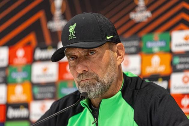 Football - UEFA Europa League - Group E - Liverpool FC v Union SG - MD-1 LIVERPOOL, ENGLAND - Wednesday, October 4, 2023: Liverpool s manager Jürgen Klopp during a press conference, PK, Pressekonferenz at Anfield ahead of the UEFA Europa League Group E matchday 2 game between Liverpool FC and Union SG. LIVERPOOL Anfield MERSEYSIDE ENGLAND  Copyright: xDavidxRawcliffex P2023-10-04-Liverpool_Union_MD-1-48