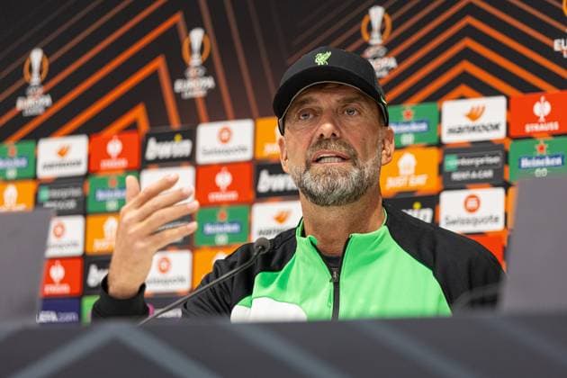Football - UEFA Europa League - Group E - Liverpool FC v Union SG - MD-1 LIVERPOOL, ENGLAND - Wednesday, October 4, 2023: Liverpool s manager Jürgen Klopp during a press conference, PK, Pressekonferenz at Anfield ahead of the UEFA Europa League Group E matchday 2 game between Liverpool FC and Union SG. LIVERPOOL Anfield MERSEYSIDE ENGLAND  Copyright: xDavidxRawcliffex P2023-10-04-Liverpool_Union_MD-1-49