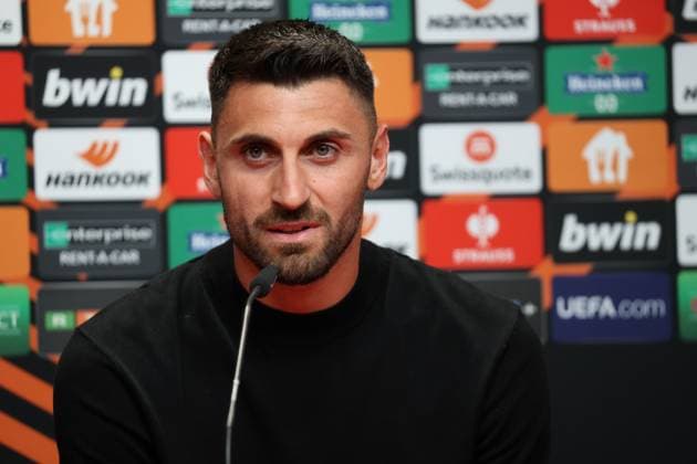 Freiburg, Germany 17 August 2023 Europa League 2023 2024 SC Freiburg press conference matchday conference In the picture Vincenzo Grifo SC Freiburg at the press conference, PK before football Europa League Europa Park Stadium Baden Württemberg Copyright: xFotostandx xHettichx