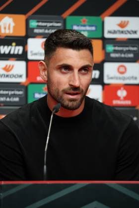 Freiburg, Germany 17 August 2023 Europa League 2023 2024 SC Freiburg press conference matchday conference In the picture Vincenzo Grifo SC Freiburg at the press conference, PK before football Europa League Europa Park Stadium Baden Württemberg Copyright: xFotostandx xHettichx