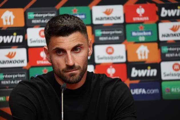 Freiburg, Germany 17 August 2023 Europa League 2023 2024 SC Freiburg press conference matchday conference In the picture Vincenzo Grifo SC Freiburg at the press conference, PK before football Europa League Europa Park Stadium Baden Württemberg Copyright: xFotostandx xHettichx