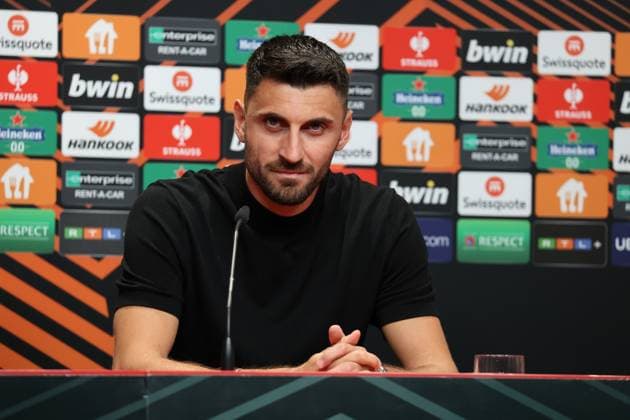 Freiburg, Germany 17 August 2023 Europa League 2023 2024 SC Freiburg press conference matchday conference In the picture Vincenzo Grifo SC Freiburg at the press conference, PK before football Europa League Europa Park Stadium Baden Württemberg Copyright: xFotostandx xHettichx