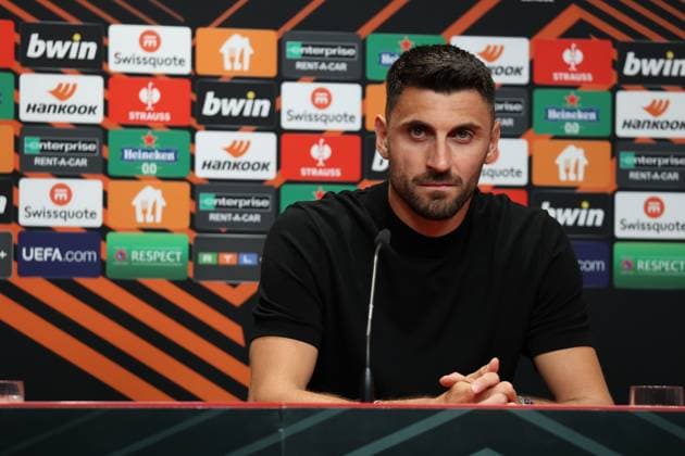 Freiburg, Germany 17 August 2023 Europa League 2023 2024 SC Freiburg press conference matchday conference In the picture Vincenzo Grifo SC Freiburg at the press conference, PK before football Europa League Europa Park Stadium Baden Württemberg Copyright: xFotostandx xHettichx