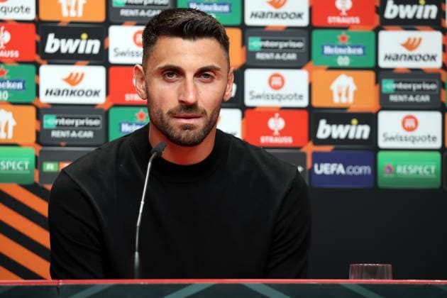 Freiburg, Germany 17 August 2023 Europa League 2023 2024 SC Freiburg press conference matchday conference In the picture Vincenzo Grifo SC Freiburg at the press conference, PK before football Europa League Europa Park Stadium Baden Württemberg Copyright: xFotostandx xHettichx