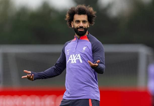 Football - UEFA Europa League - Group E - Liverpool FC v Union SG - MD-1 LIVERPOOL, ENGLAND - Wednesday, October 4, 2023: Liverpool s Mohamed Salah during a training session at the AXA Training Centre ahead of the UEFA Europa League Group E match between Liverpool FC and Union SG. LIVERPOOL AXA Training Centre MERSEYSIDE ENGLAND  Copyright: xDavidxRawcliffex P2023-10-04-Liverpool_Union_MD-1-57