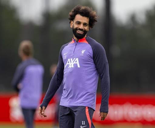 Football - UEFA Europa League - Group E - Liverpool FC v Union SG - MD-1 LIVERPOOL, ENGLAND - Wednesday, October 4, 2023: Liverpool s Mohamed Salah during a training session at the AXA Training Centre ahead of the UEFA Europa League Group E match between Liverpool FC and Union SG. LIVERPOOL AXA Training Centre MERSEYSIDE ENGLAND  Copyright: xDavidxRawcliffex P2023-10-04-Liverpool_Union_MD-1-51