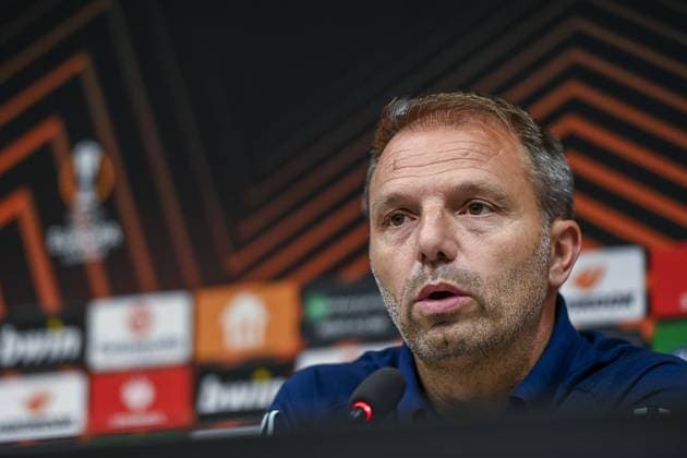 ATHENS, 04-10-2023, OPAP Arena, Europa League Football, season 2023 2024, Ajax in Athens,Ajax trainer Maurice Steijn during the persconference Ajax in Athens  x22623035x Copyright: