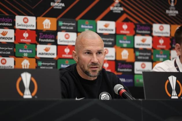 SOCCER - UEFA EL, Czestochowa vs Sturm, preview SOSNOWIEC,POLAND,04.OCT.23 - SOCCER - UEFA Europa League, group stage, Rakow Czestochowa vs SK Sturm Graz, preview, press conference, PK, Pressekonferenz Sturm. Image shows head coach Christian Ilzer (Sturm).  GEPAxpictures xChrisxBauer