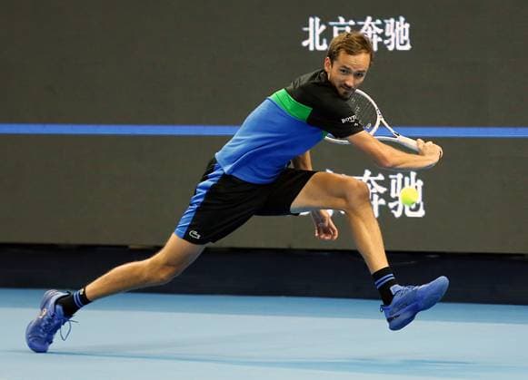 (231004) -- BEIJING, Oct. 4, 2023 -- Russia s Daniil Medvedev competes during the men s singles final between Italy s Jannik Sinner and Russia s Daniil Medvedev at 2023 China Open tennis tournament in Beijing, capital of China, Oct. 4, 2023. ) (SP)CHINA-BEIJING-TENNIS-CHINA OPEN-MEN S SINGLES-FINAL (CN) LuoxYuan 