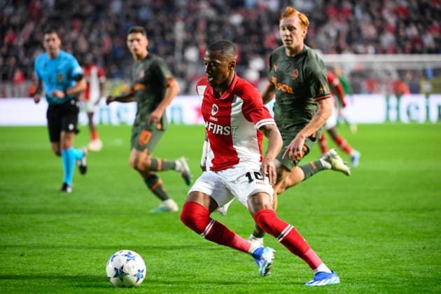Royal Antwerp FC v FC Shakhtar Donetsk - UEFA Champions League DEURNE, BELGIUM - OCTOBER 04 : Balikwisha Michel-Ange forward of Antwerp FC during the UEFA Champions League group H match between Royal Antwerp FC and FC Shakhtar Donetsk on October 4, 2023 in Deurne, Belgium, 4 10 2023 Deurne Belgium  Copyright: xVincentxKalutx